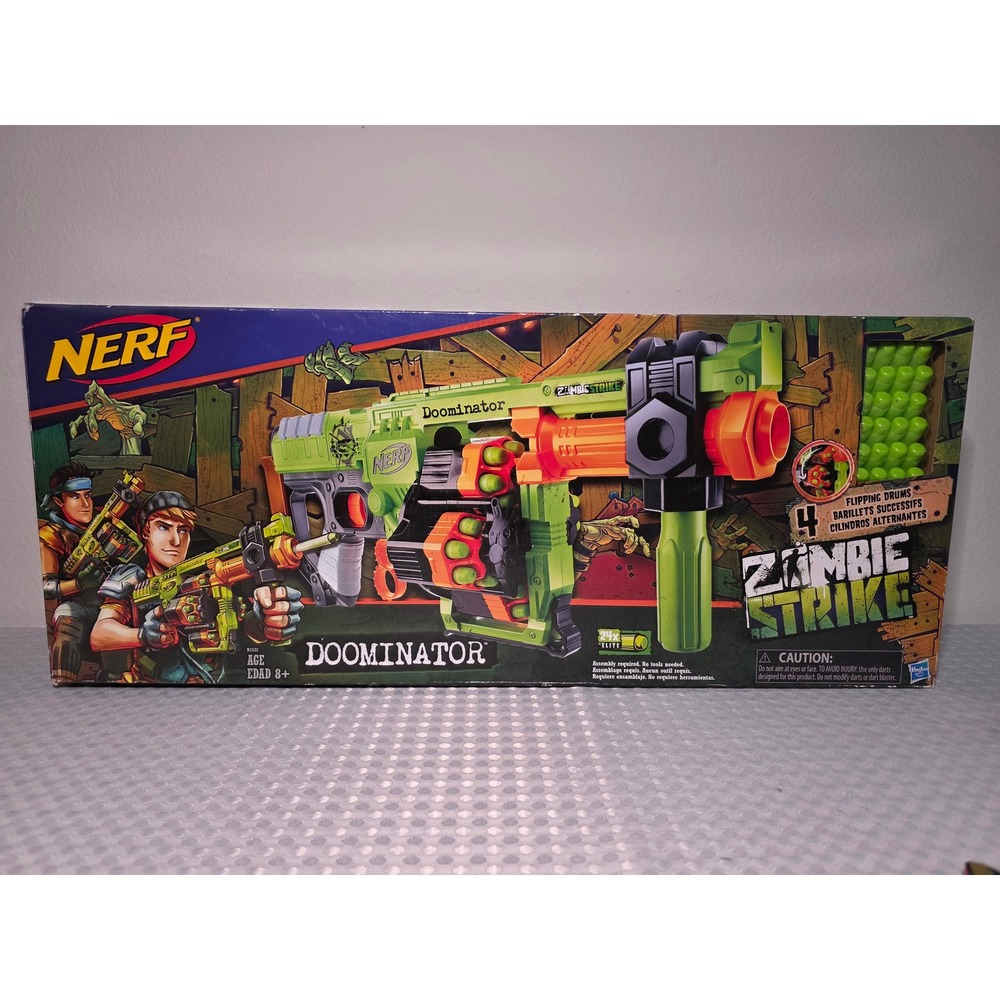 Nerf Zombie Strike Doominator Blaster w/ 30 Dart Refill Pack B1532 New Box Wear